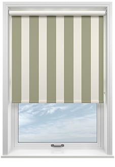 Cowes Stripe (Blackout), Stone Moss - Motorised Roller Blind